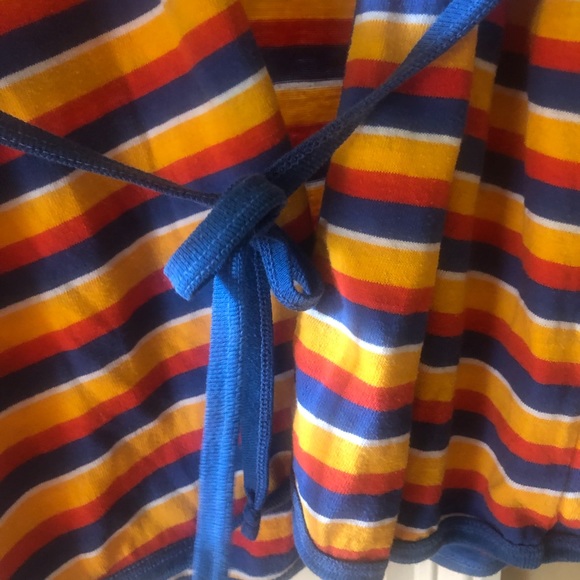 VINTAGE SEARS JR BAZAAR CARDIGAN 70’s STRIPES TIE BELT AT WAIST THIN TERRYCLOTH? - Picture 5 of 8